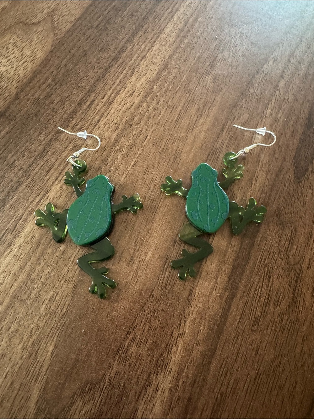 Green Frog Dangle Earrings - Playful Women’s Jewelry